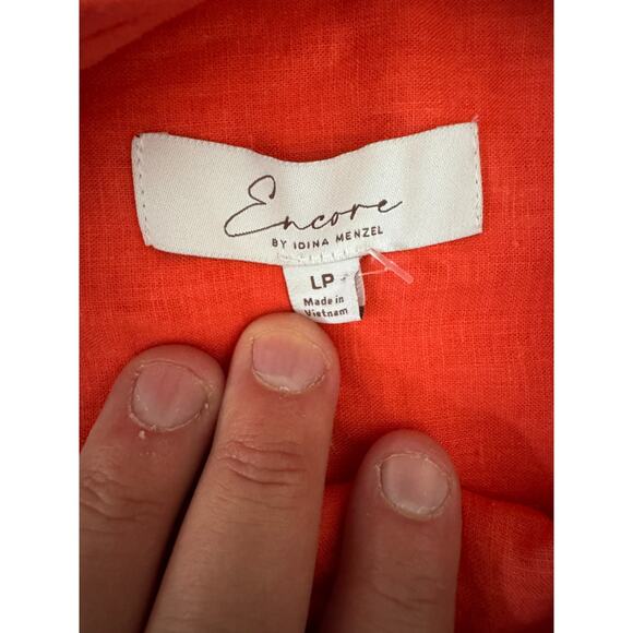 Encore by Idina Menzel Coral Linen Blend Tunic Shirt Dress LP NWOT Button-Front - Picture 13 of 13